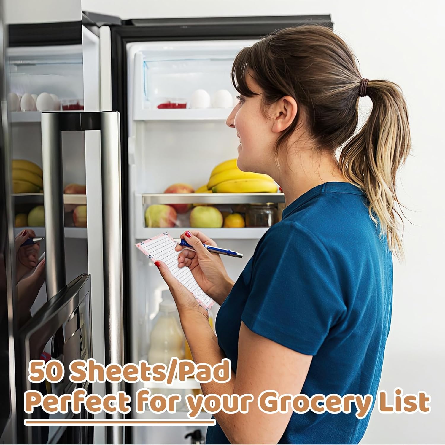 Magnetic Notepads with Pen Holder - 200 Sheets - 4 Pack for Refrigerator - Ideal for Grocery Lists & To-Do Lists - Image 3