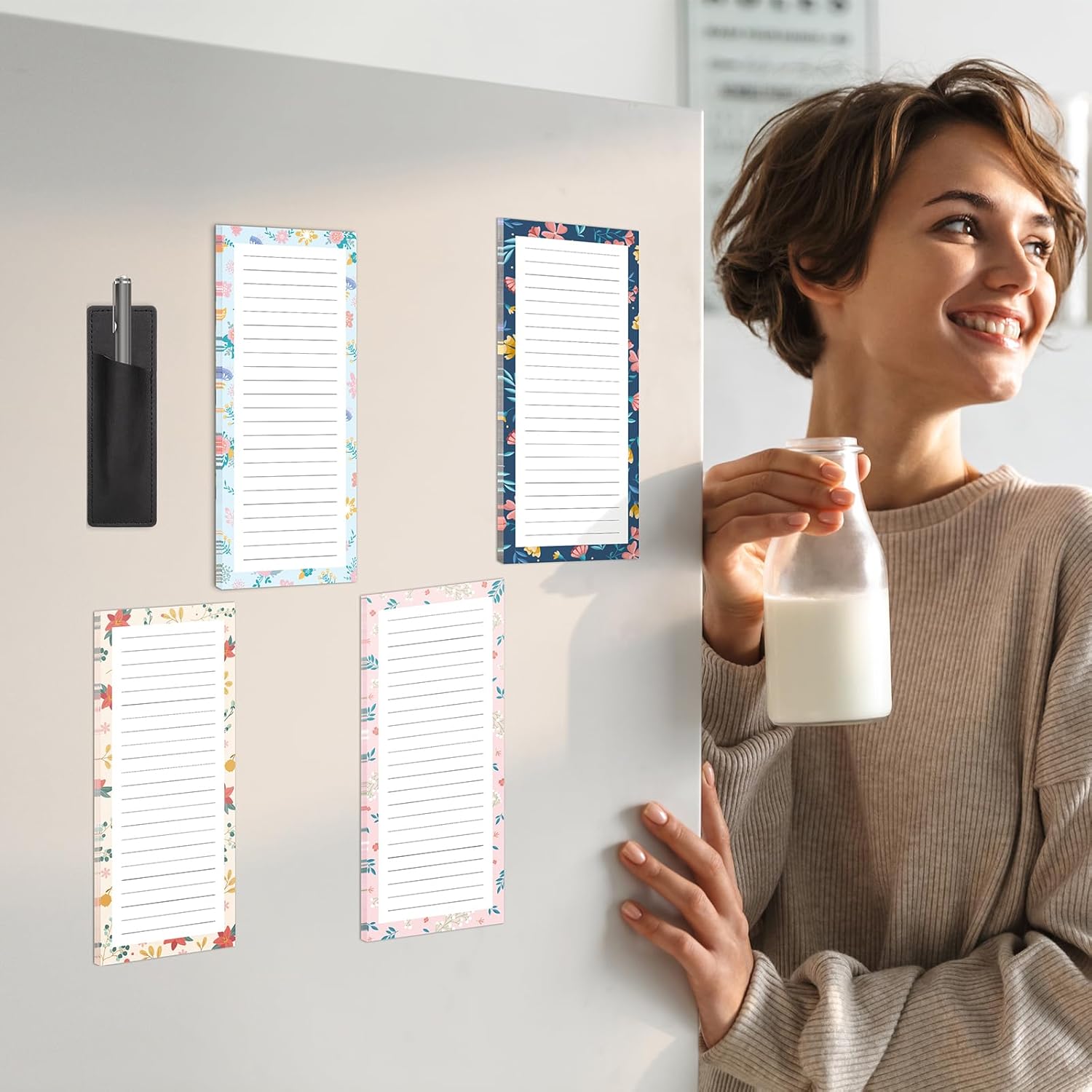 Magnetic Notepads with Pen Holder - 200 Sheets - 4 Pack for Refrigerator - Ideal for Grocery Lists & To-Do Lists - Image 4