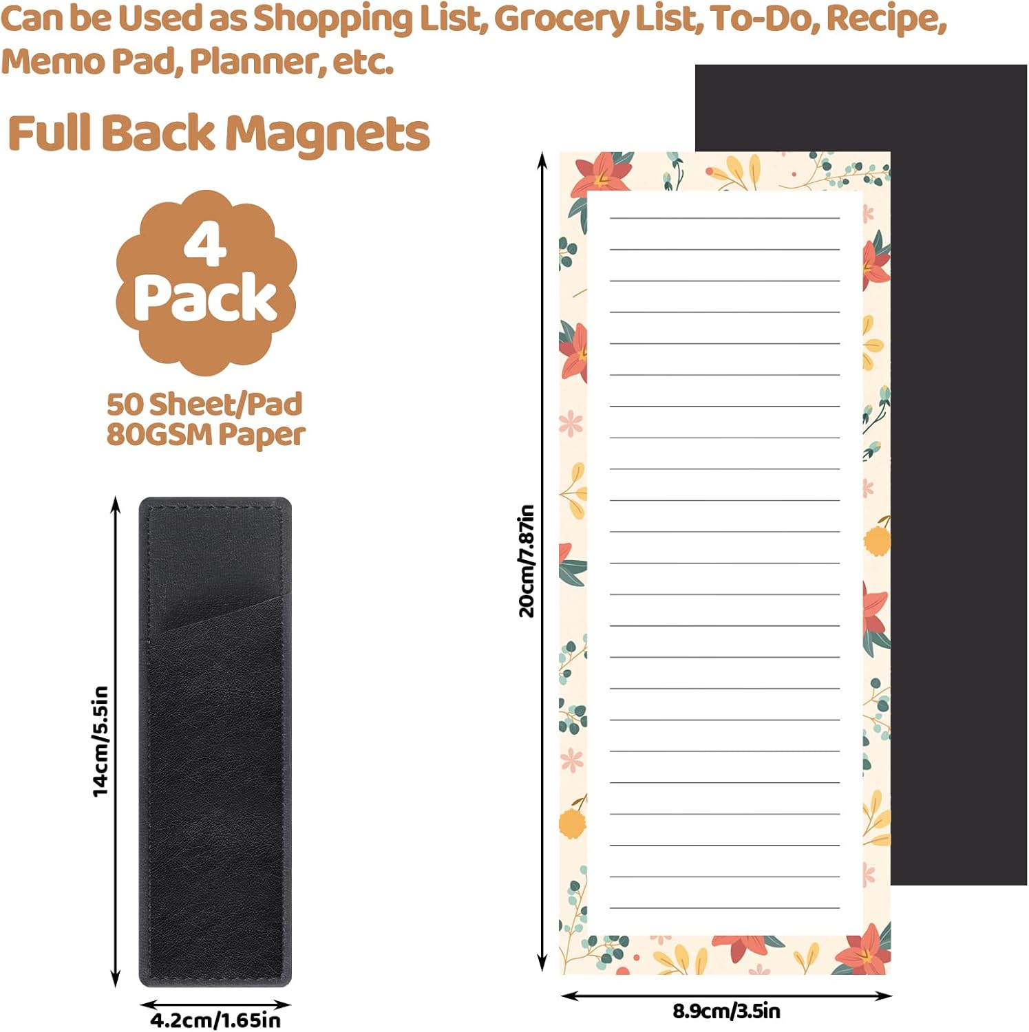 Magnetic Notepads with Pen Holder - 200 Sheets - 4 Pack for Refrigerator - Ideal for Grocery Lists & To-Do Lists - Image 7