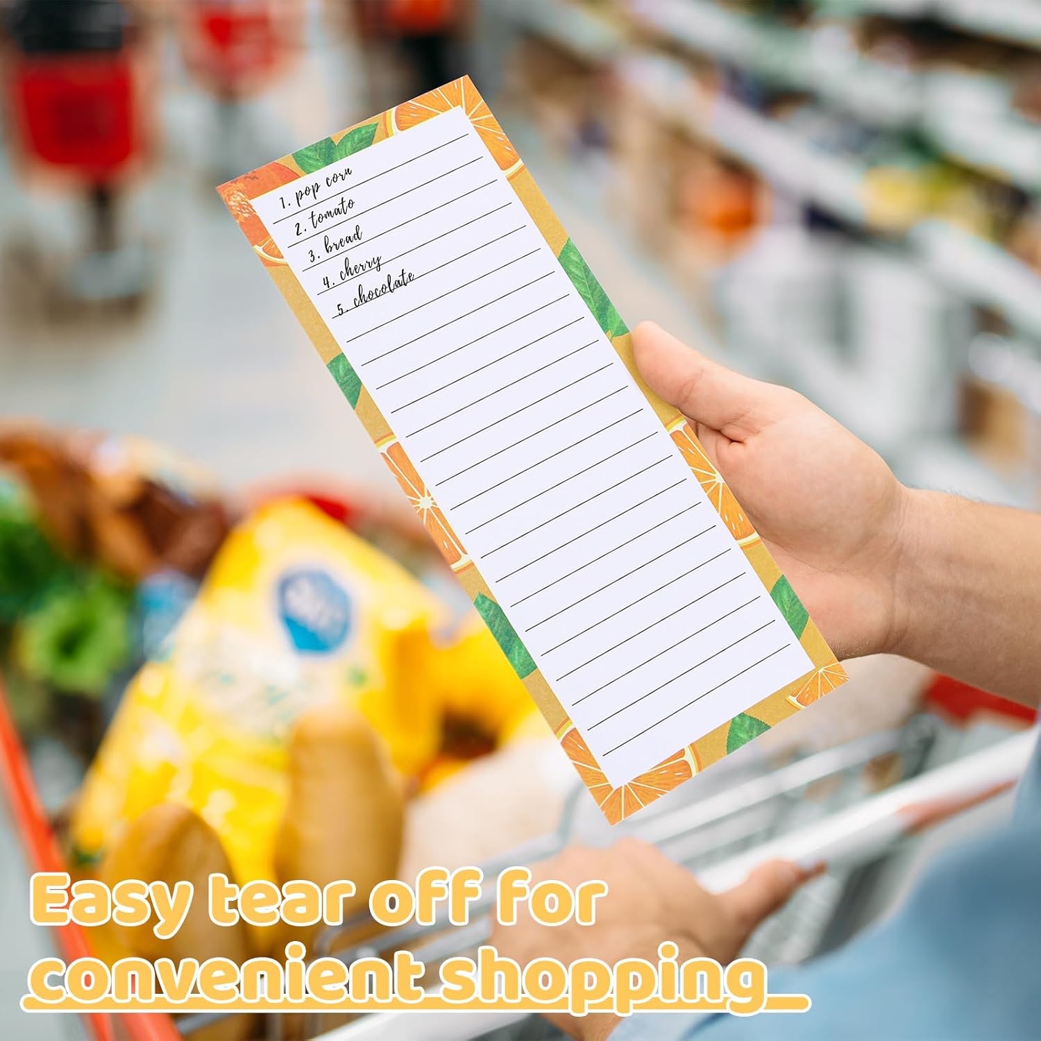 Magnetic Fruit Design Notepads 4 Pack 200 Sheets with Pen Holder for Refrigerator Grocery List - Image 6