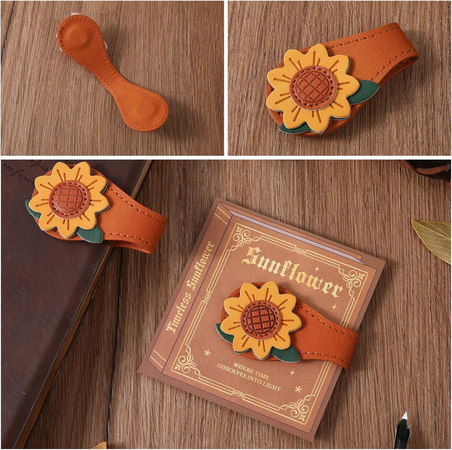 Set of 4 Magnetic Bookmarks - Leather & Vintage Design - Perfect Gift for Book Lovers & Readers - Image 3