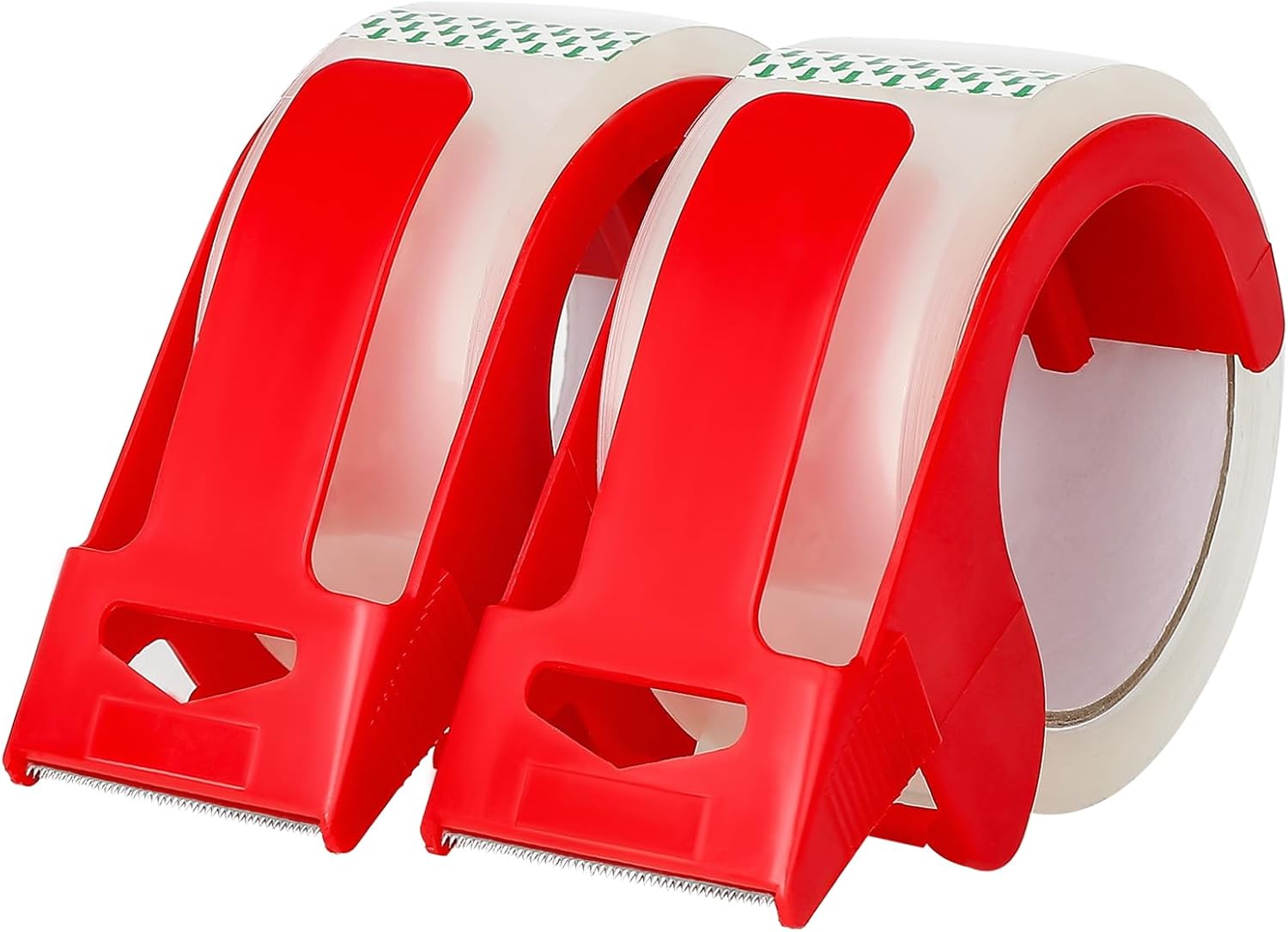 2 Pack Packaging Tape with Dispenser Strong Transparent Adhesive Tape for Boxes Moving Parcels - Image 1
