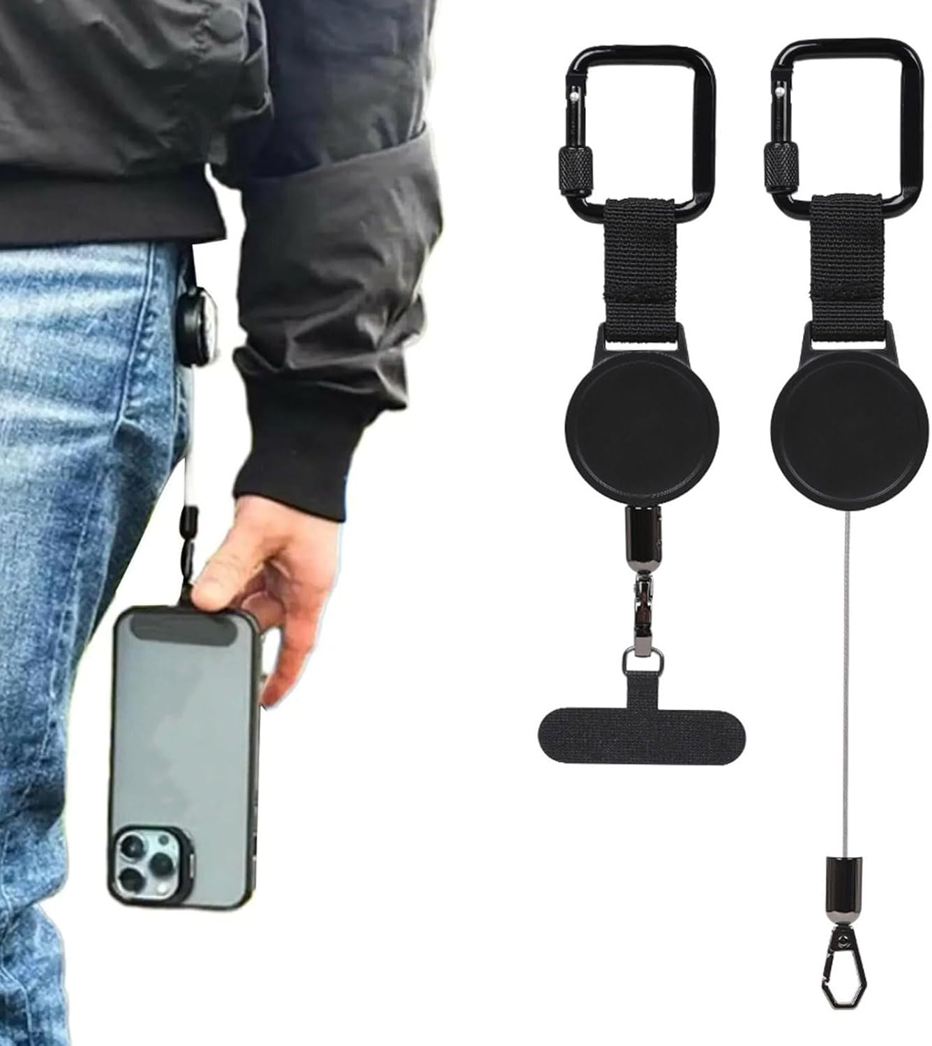 Heavy Duty Retractable Anti-Theft Phone Cable with Stainless Steel Cord Ideal for Construction Outdoor and Travel - Image 1