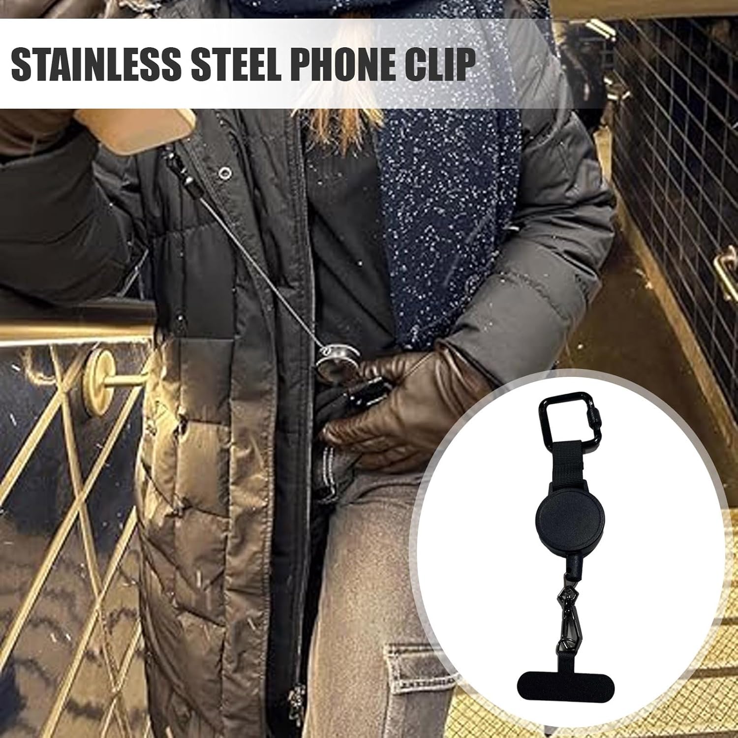 Heavy Duty Retractable Anti-Theft Phone Cable with Stainless Steel Cord Ideal for Construction Outdoor and Travel - Image 3