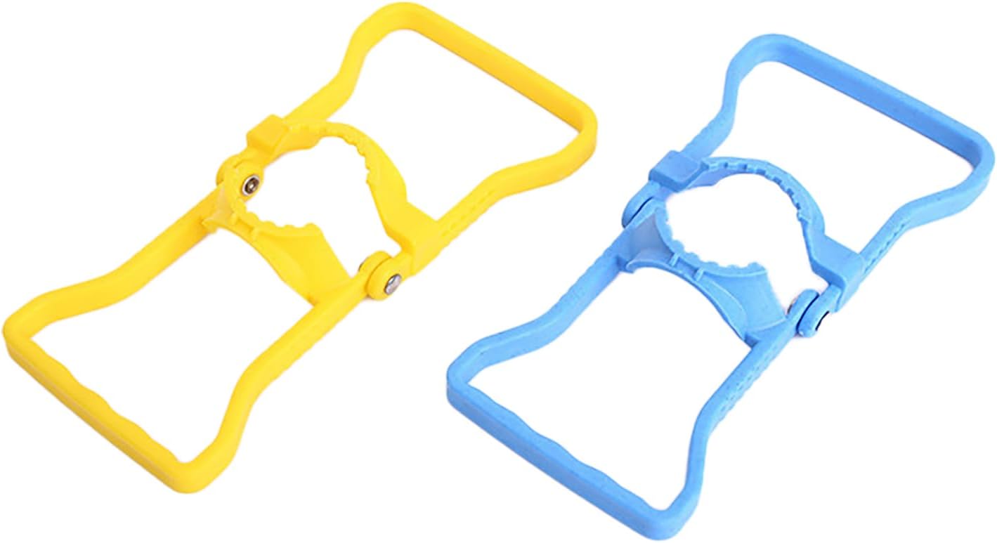 2 Pack Blue and Yellow Water Jug Handle with 5 Gallon Water Bottle Cap Heavy Kettle Clamp - Image 1