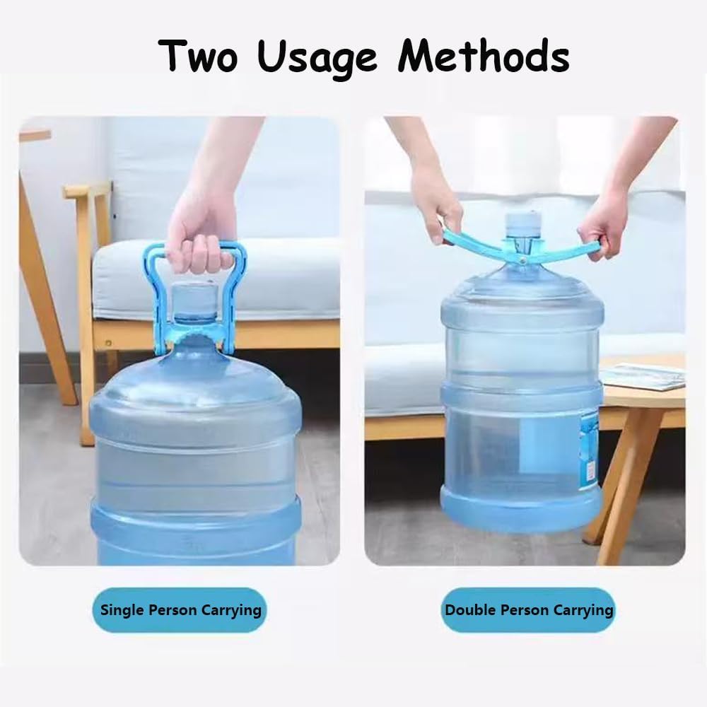 2 Pack Blue and Yellow Water Jug Handle with 5 Gallon Water Bottle Cap Heavy Kettle Clamp - Image 2