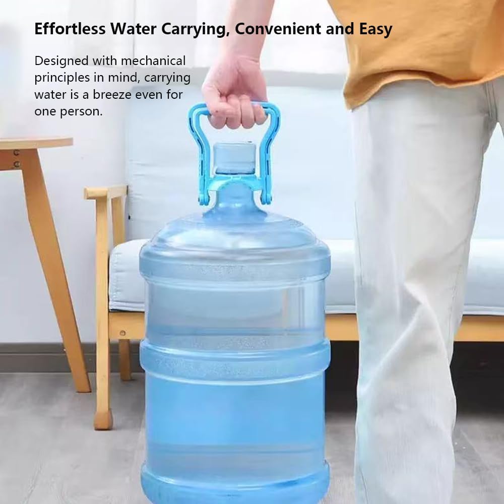 2 Pack Blue and Yellow Water Jug Handle with 5 Gallon Water Bottle Cap Heavy Kettle Clamp - Image 3