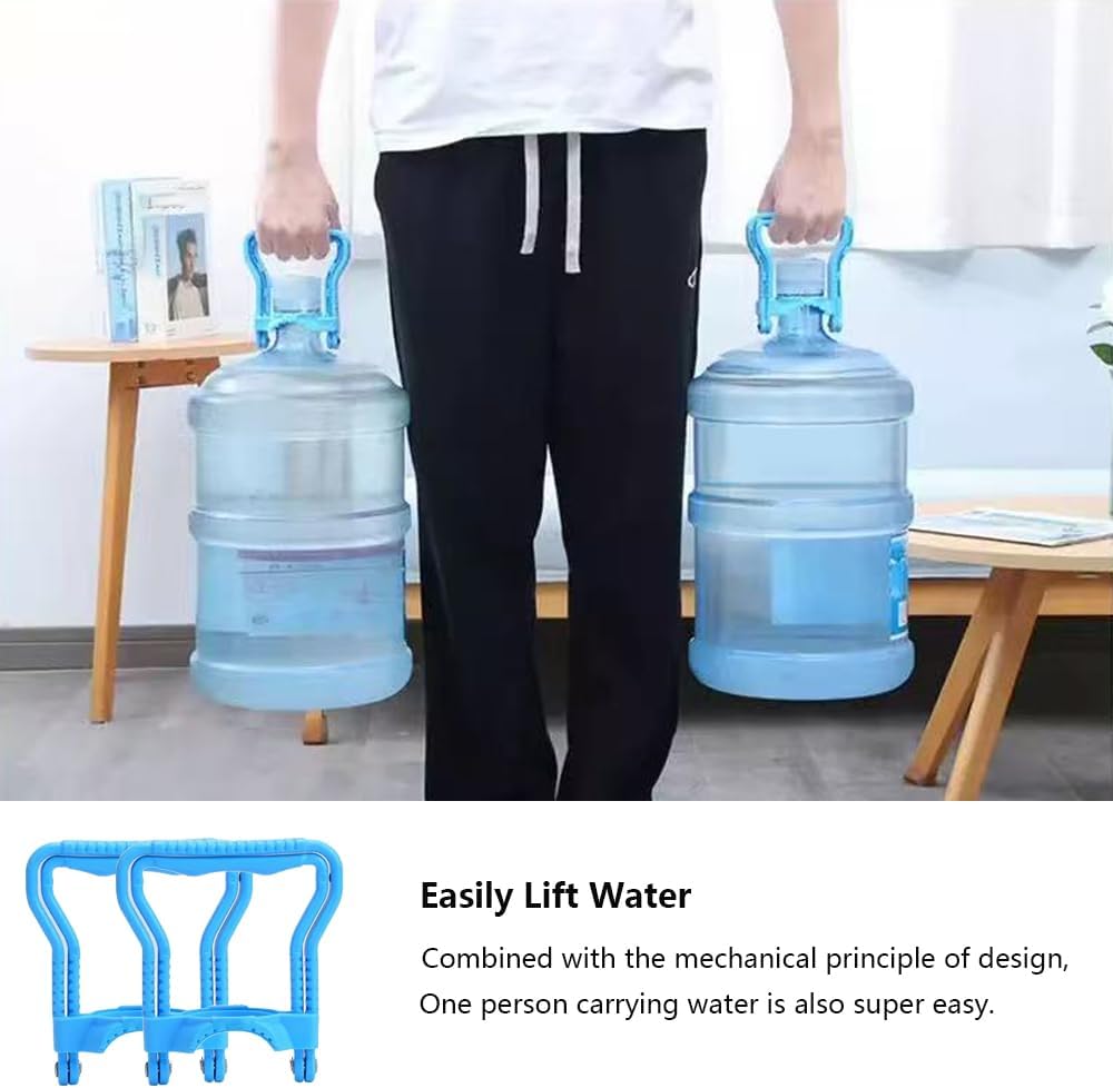 2 Pack Blue and Yellow Water Jug Handle with 5 Gallon Water Bottle Cap Heavy Kettle Clamp - Image 4