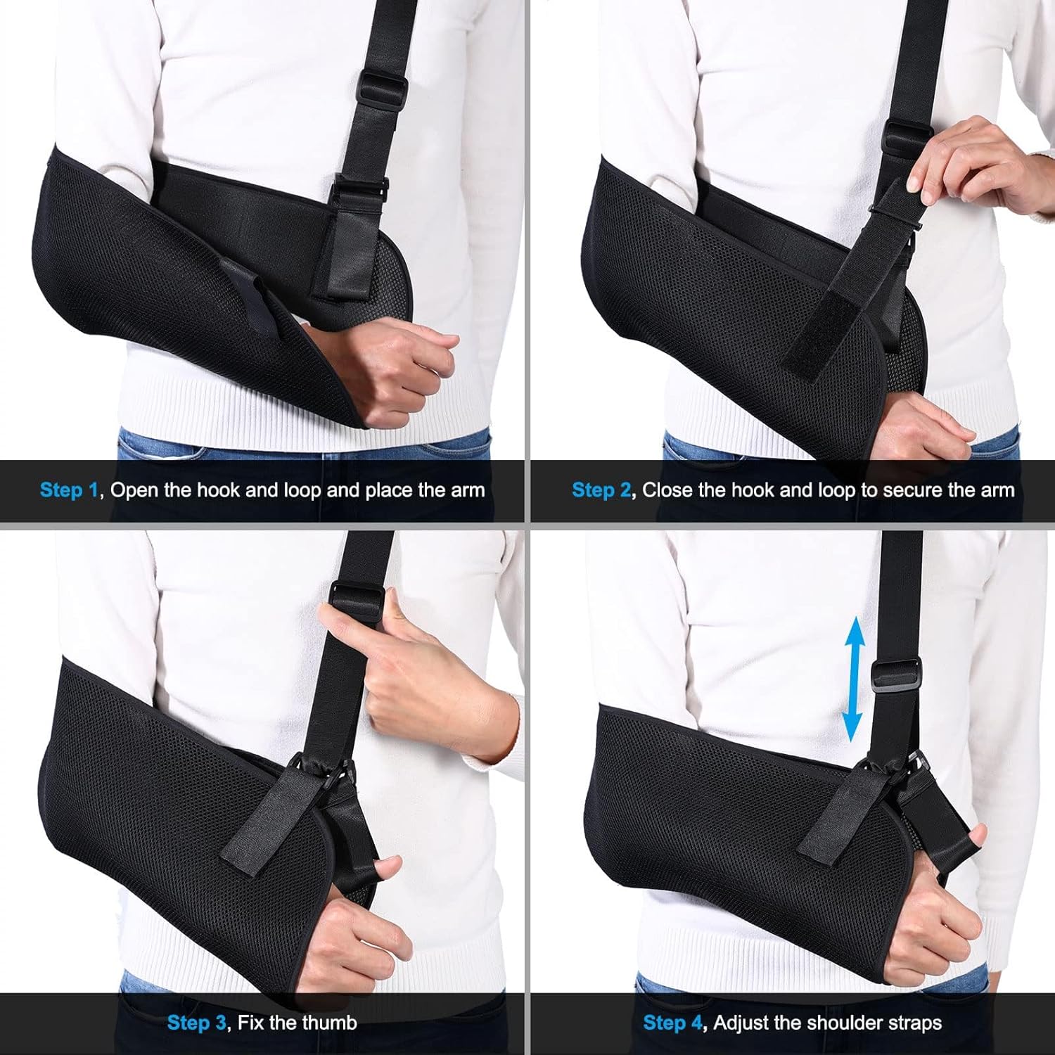 Adjustable Breathable Arm Sling Shoulder Immobilizer Support Brace Universal for Men Women Left Right Arm - Image 6