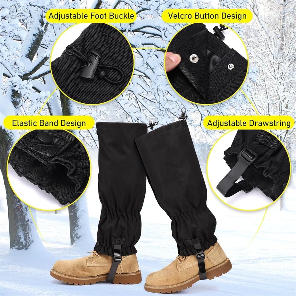 Waterproof Gaiters for Outdoor & Hiking - Protect Legs from Snow Mud & Branches - 600D Ripstop Fabric Adjustable Pair - Image 2