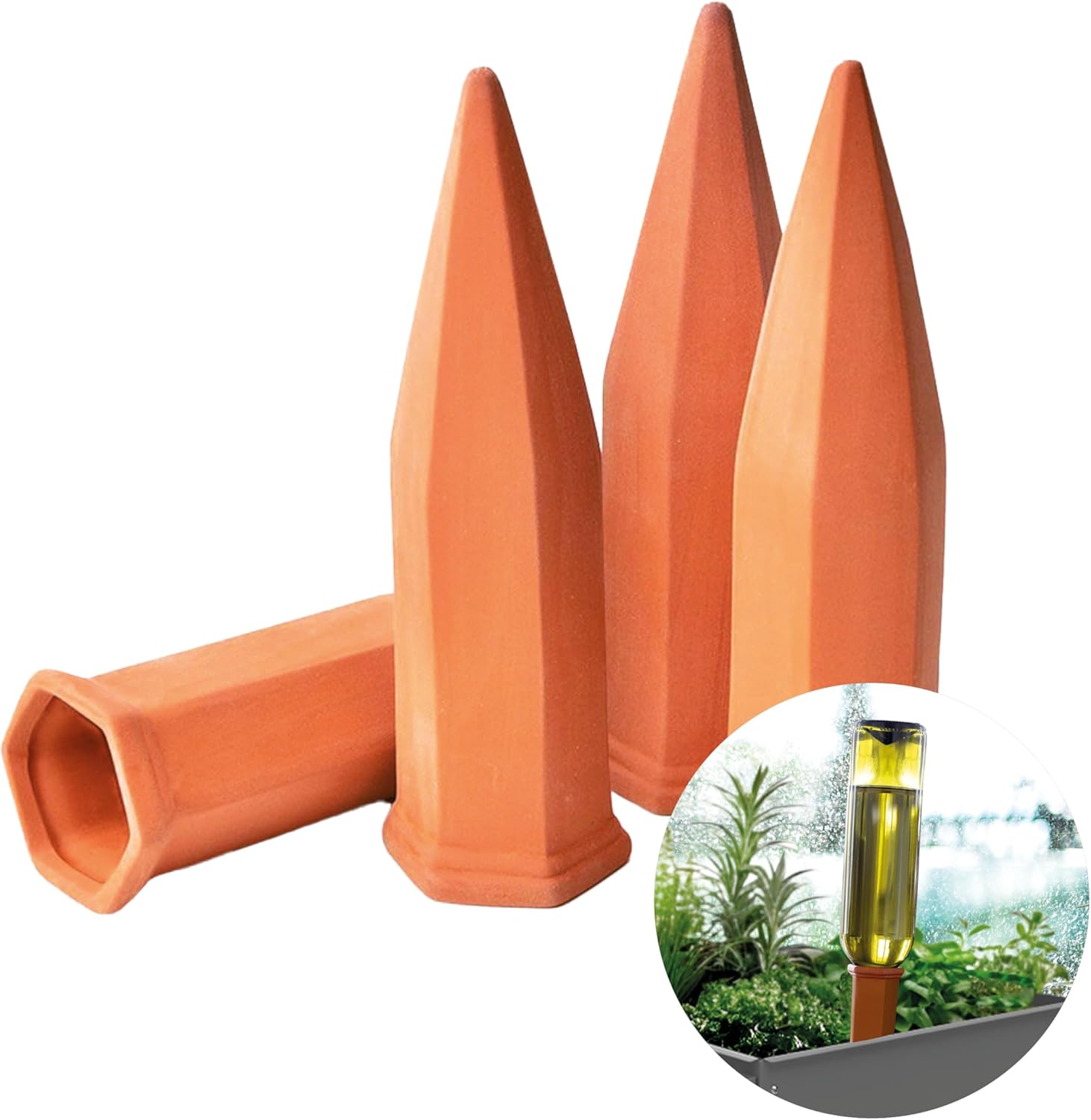 4-Pack Self-Watering Terracotta Plant Watering Stakes Automatic Drip Irrigation System for Indoor Outdoor Plants Vacation Plant Care - Image 1