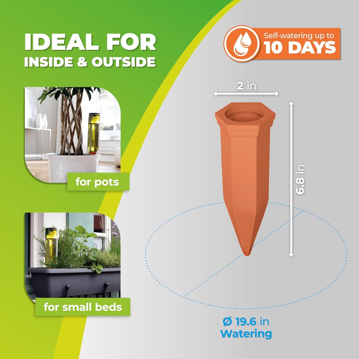 4-Pack Self-Watering Terracotta Plant Watering Stakes Automatic Drip Irrigation System for Indoor Outdoor Plants Vacation Plant Care - Image 2