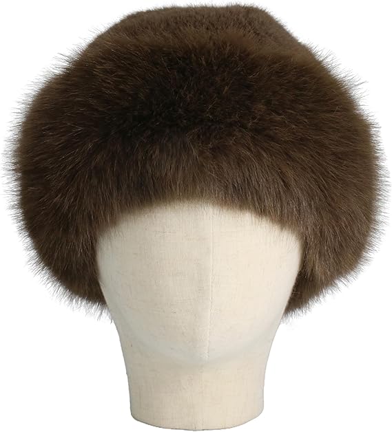 Fluffy Faux Fur Winter Hat - Soft Plush Warm Cold Weather Accessory - Brown - Image 2
