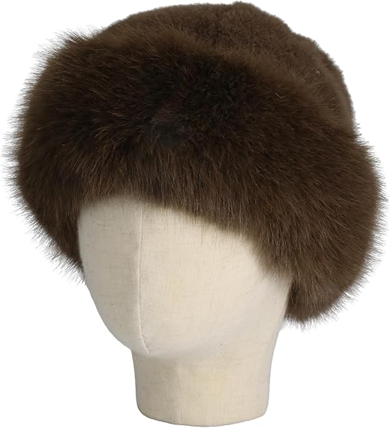 Fluffy Faux Fur Winter Hat - Soft Plush Warm Cold Weather Accessory - Brown - Image 3