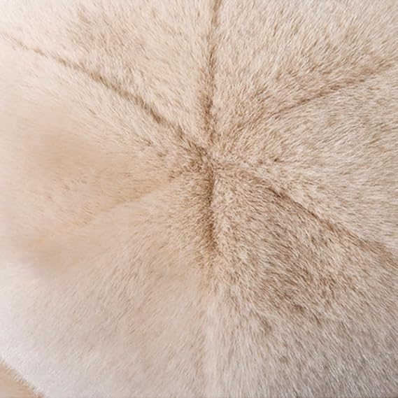 Beige Fluffy Faux Fur Hat Soft Plush Warm Winter Accessory - Image 3