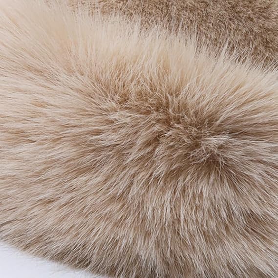 Beige Fluffy Faux Fur Hat Soft Plush Warm Winter Accessory - Image 4