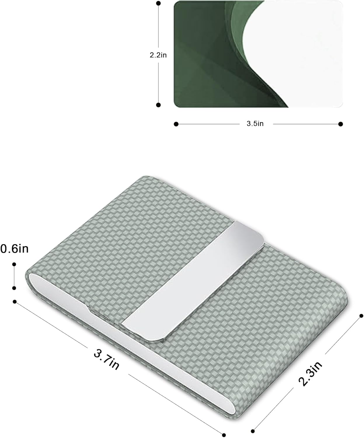 Men's Leather & Stainless Steel Magnetic Business Card Holder - Premium PU Leather & Metal Card Case - Forest Green - Image 3