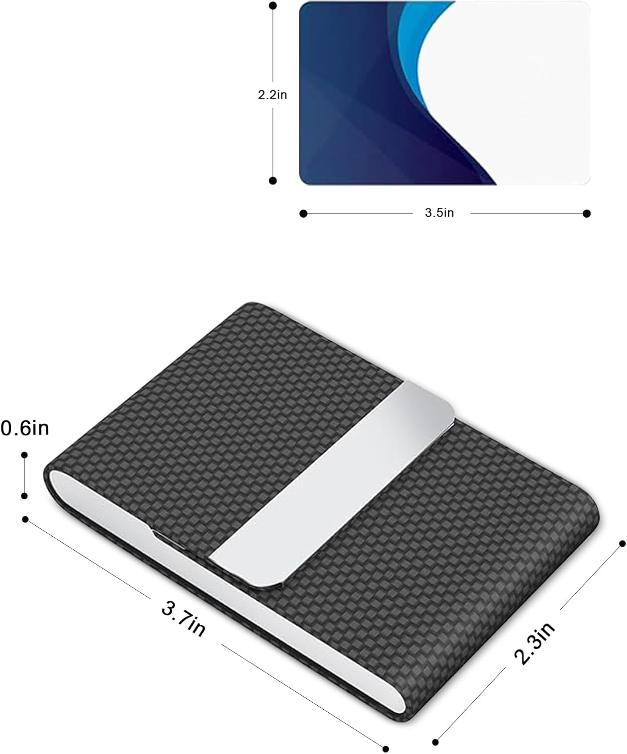 Men's PU Leather and Stainless Steel Magnetic Closure Credit Card Holder Luxury Business Card Case Black - Image 3