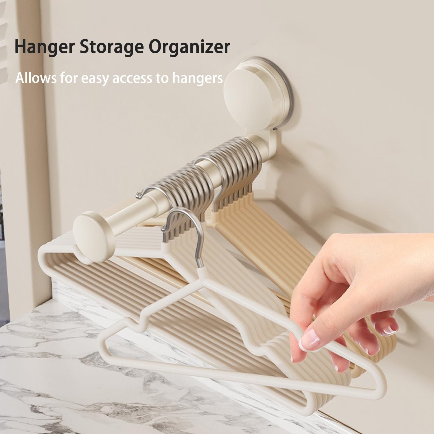 2 Pack Telescopic Rod Suction Cup Hanger Holder Wall Mounted Clothes Organizer - Image 2