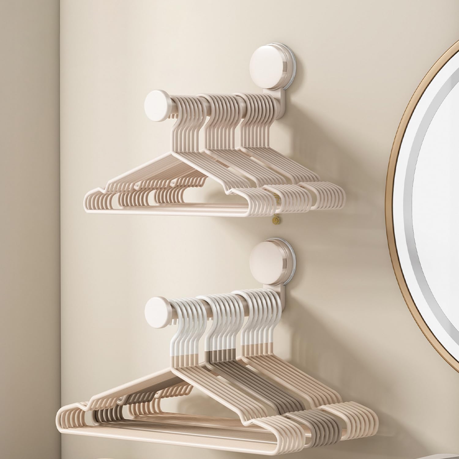 2 Pack Telescopic Rod Suction Cup Hanger Holder Wall Mounted Clothes Organizer - Image 3