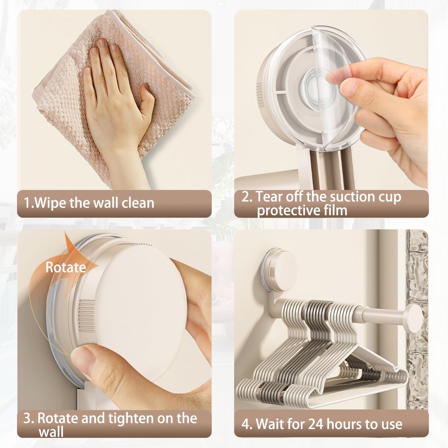 2 Pack Telescopic Rod Suction Cup Hanger Holder Wall Mounted Clothes Organizer - Image 7