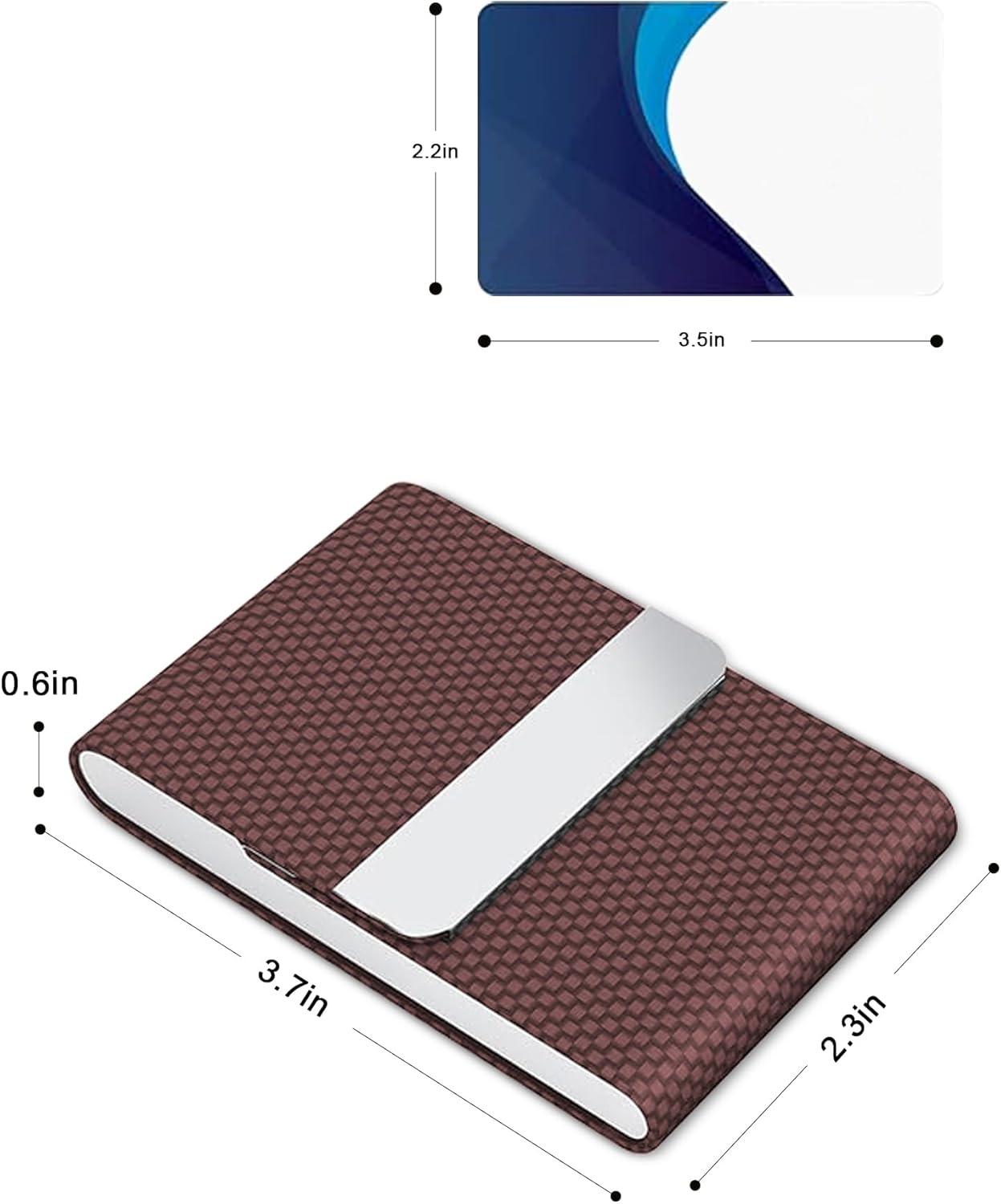 Men's Premium Leather & Stainless Steel Business Card Holder with Magnetic Closure - Brown - Image 3