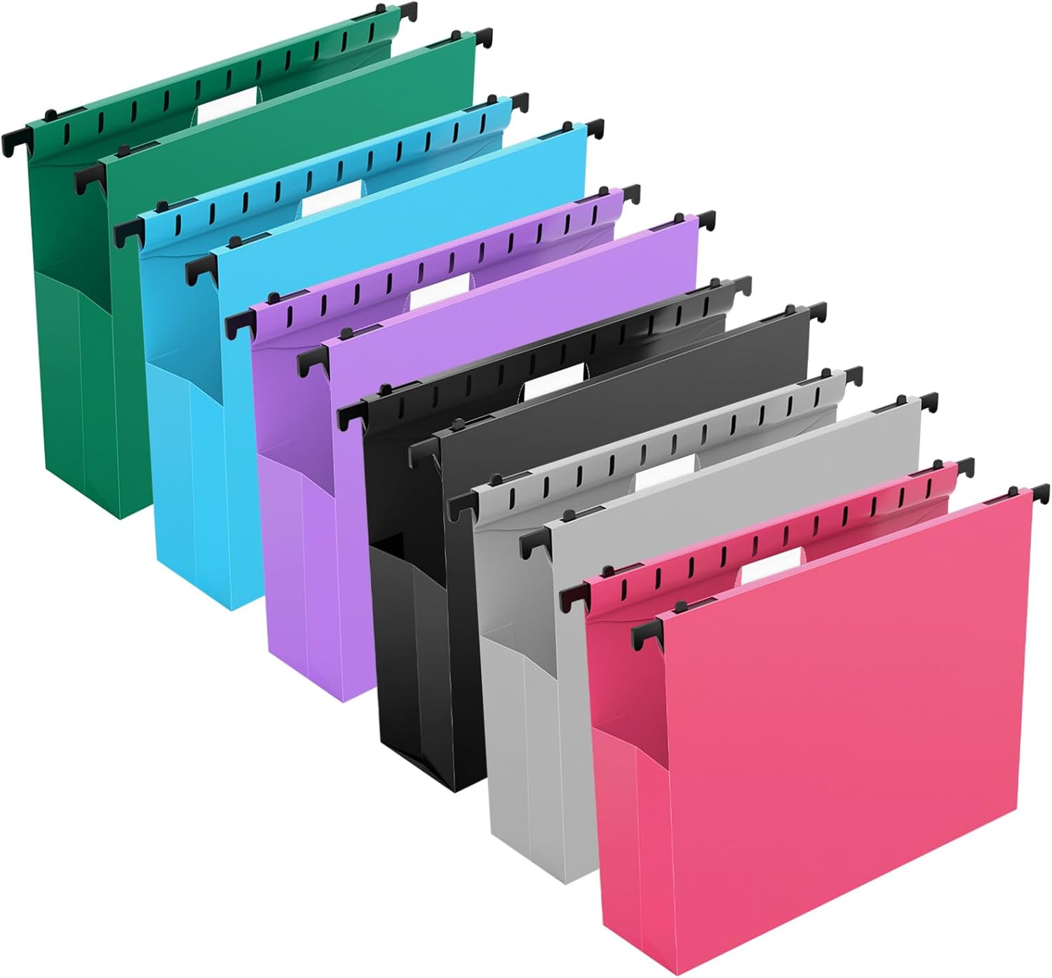 A4 Hanging Folders Set of 6 with Extendable Bottom Large Capacity Plastic Filing Folders with Tabs for Filing Cabinet - Image 1