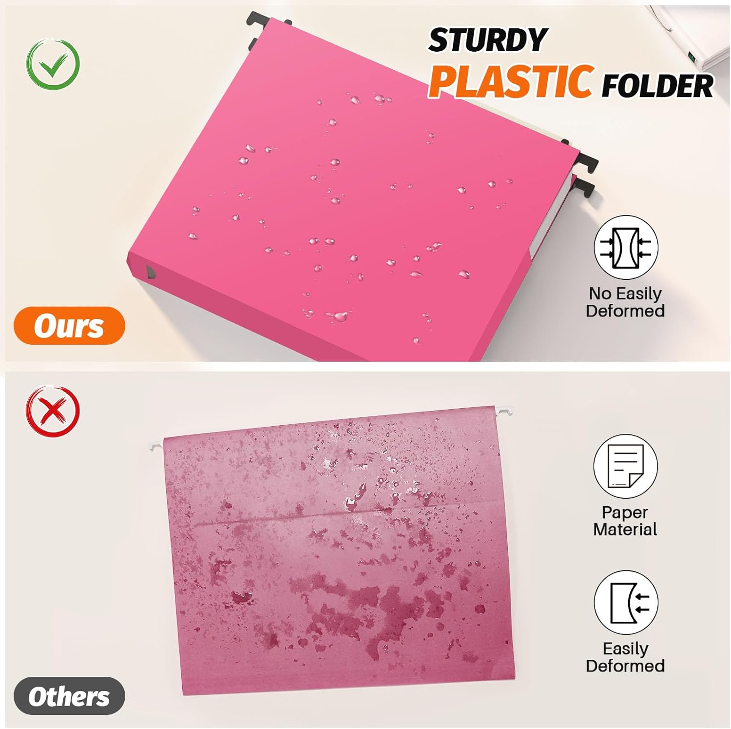 A4 Hanging Folders Set of 6 with Extendable Bottom Large Capacity Plastic Filing Folders with Tabs for Filing Cabinet - Image 2