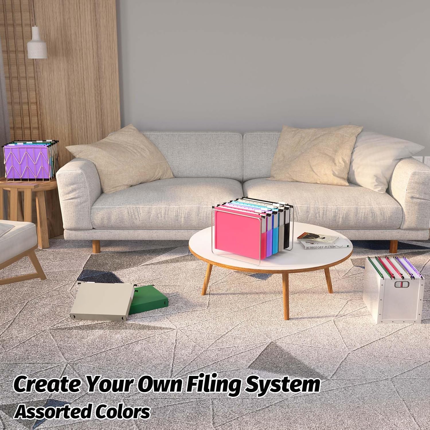 A4 Hanging Folders Set of 6 with Extendable Bottom Large Capacity Plastic Filing Folders with Tabs for Filing Cabinet - Image 4