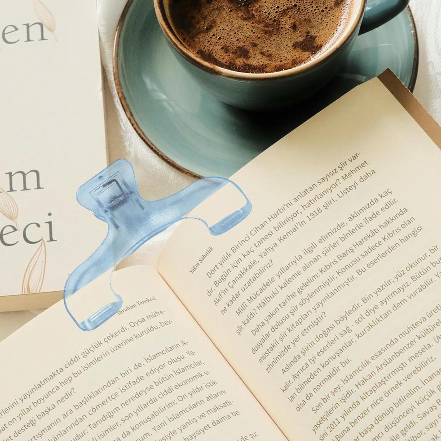 2 Pack Transparent Cookbook & Music Book Page Holders - Hands-Free Reading Clips - Blue Book Stand Accessories - Image 3