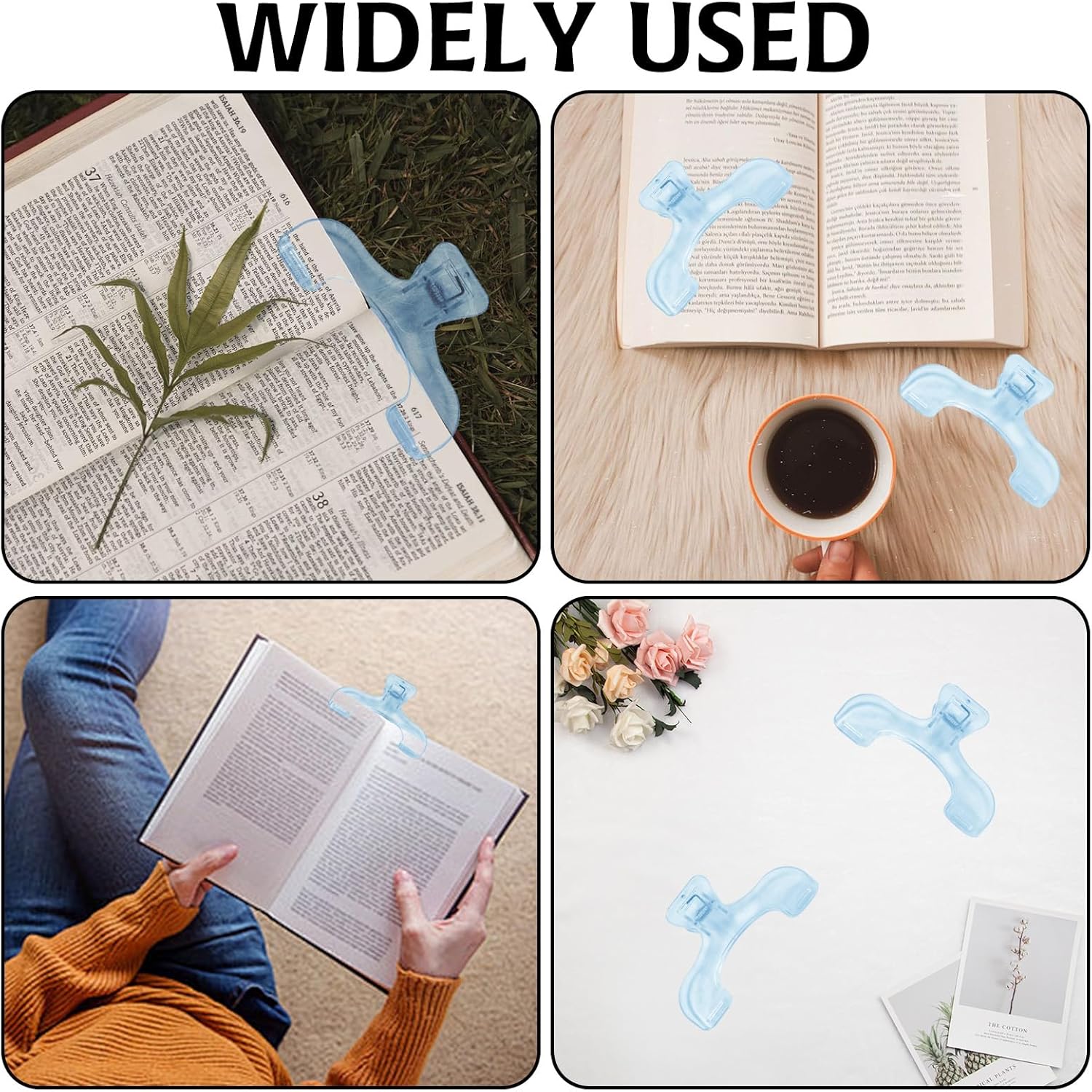 2 Pack Transparent Cookbook & Music Book Page Holders - Hands-Free Reading Clips - Blue Book Stand Accessories - Image 7