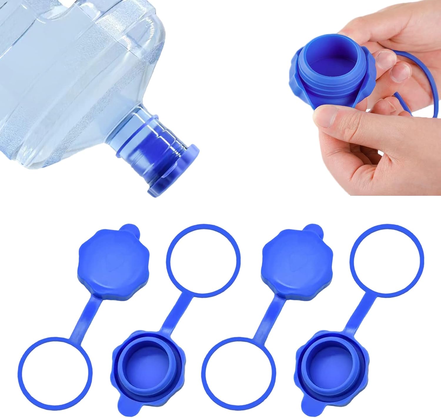 5 Gallon Water Kettle Lid Set of 4 Reusable Silicone Leakproof Bottle Lids - Image 1