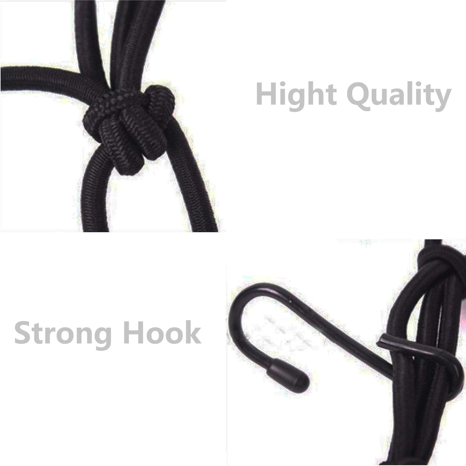 2 Pack 40x40cm Elastic Motorcycle Cargo Net with 6 Anti-Scratch Hooks for Scooter Helmet Storage - Black - Image 4