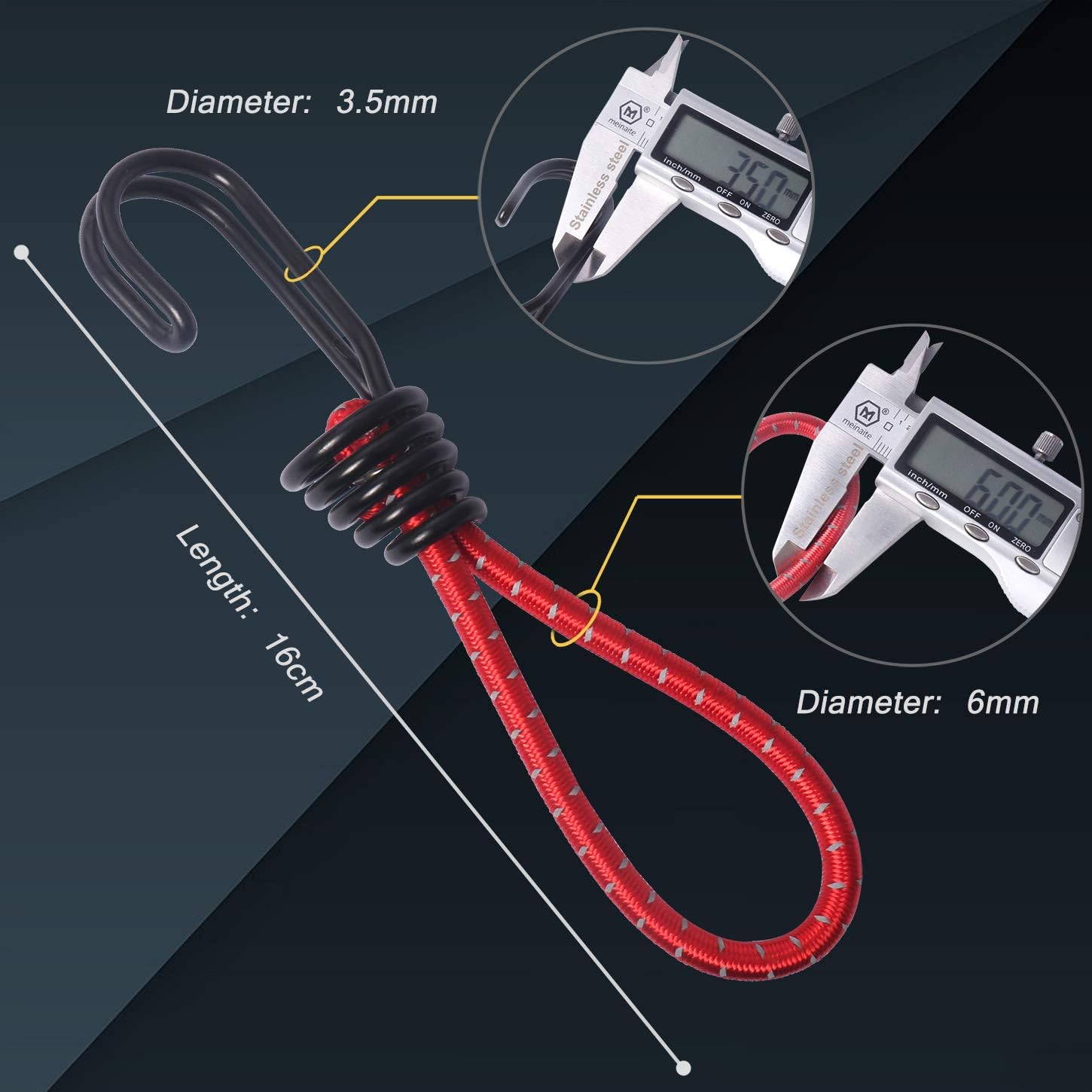 8 Pack DIY Anti-Scratch Hooks with Reflective Cord for 8mm Elastic & Bungee Cord - Ideal for Camping Trailer Bicycle - Image 4
