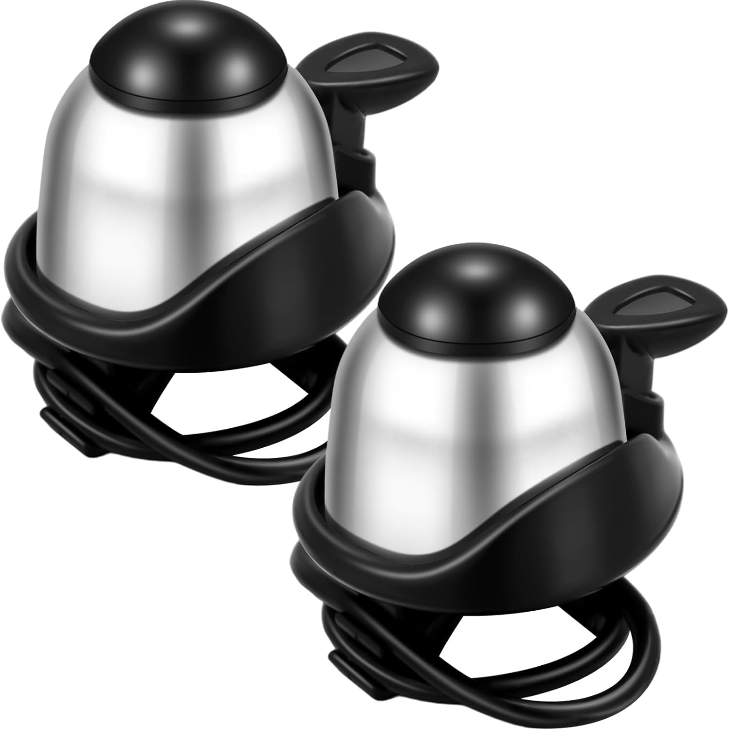 2 Pack Bicycle Bell - Compact & Loud - Mini Bike Bell for Road Bike Mountain Bike E-Bike - Silver - Image 1