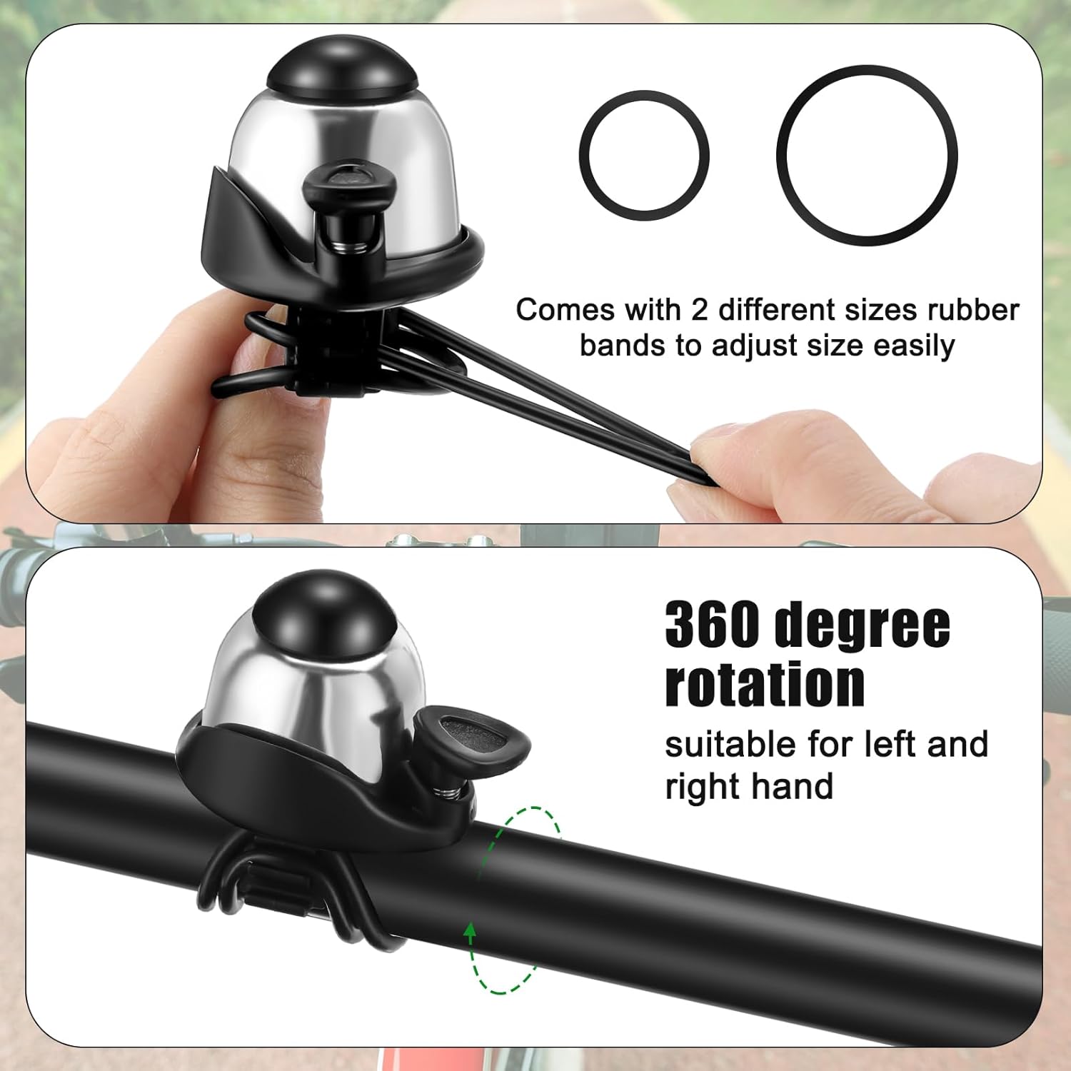 2 Pack Bicycle Bell - Compact & Loud - Mini Bike Bell for Road Bike Mountain Bike E-Bike - Silver - Image 4