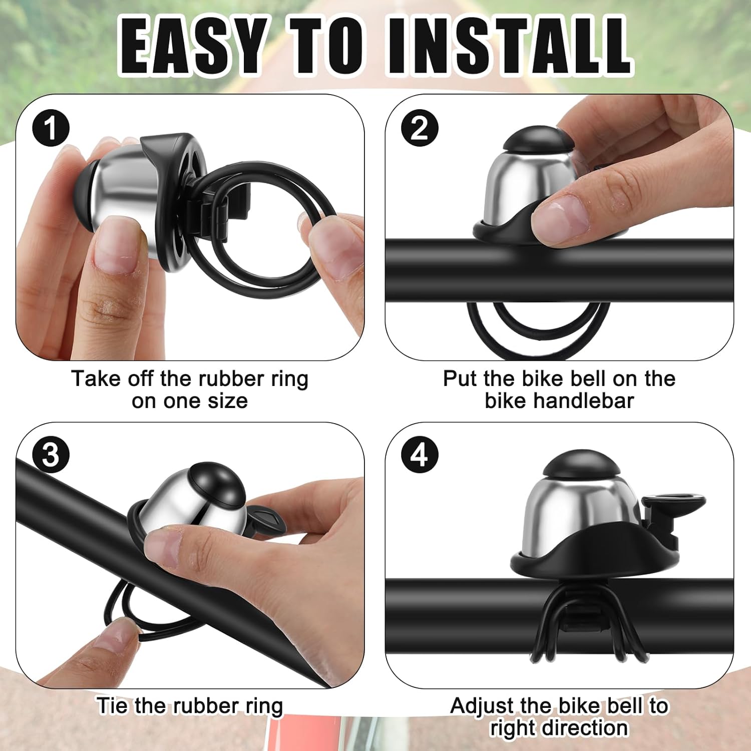 2 Pack Bicycle Bell - Compact & Loud - Mini Bike Bell for Road Bike Mountain Bike E-Bike - Silver - Image 5