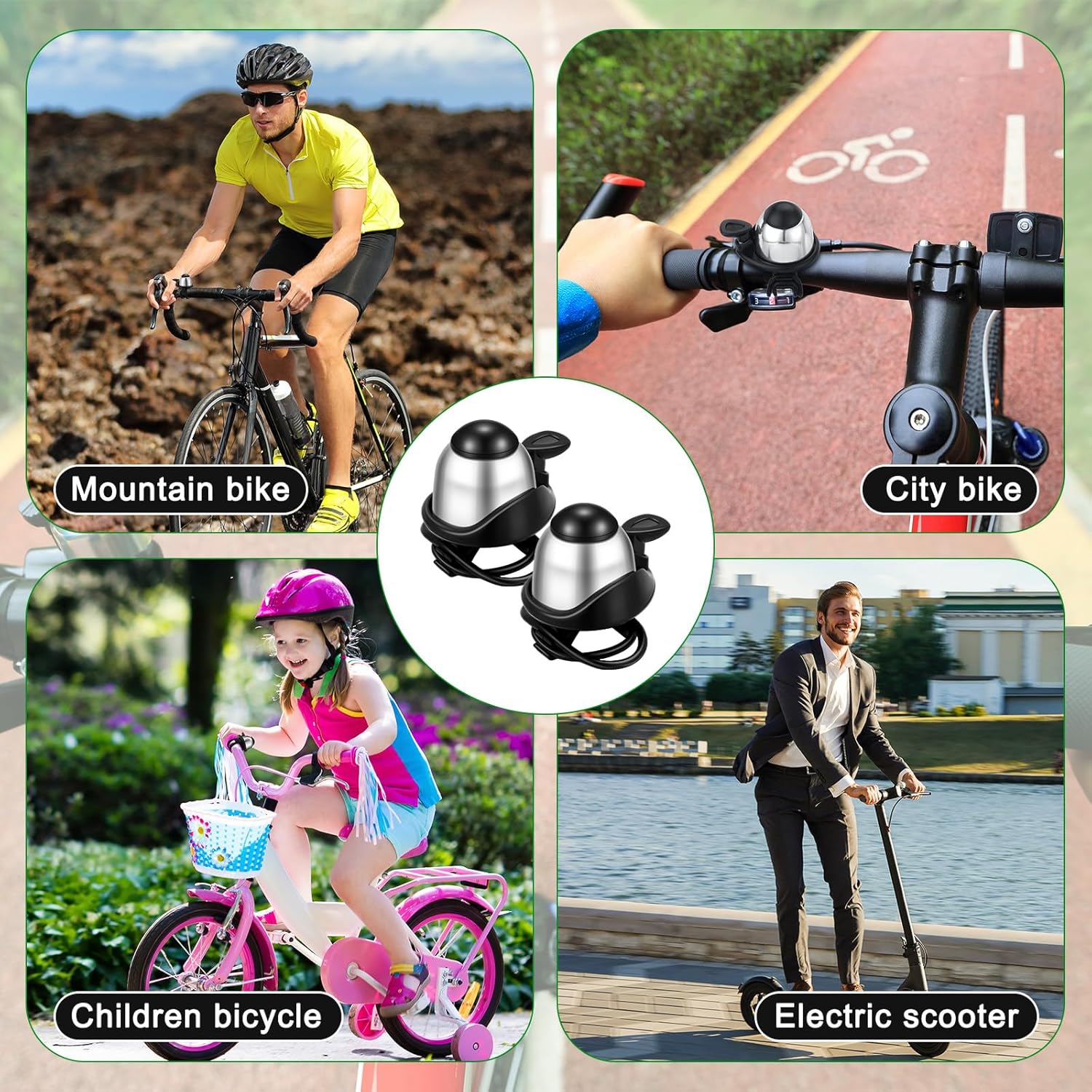 2 Pack Bicycle Bell - Compact & Loud - Mini Bike Bell for Road Bike Mountain Bike E-Bike - Silver - Image 7