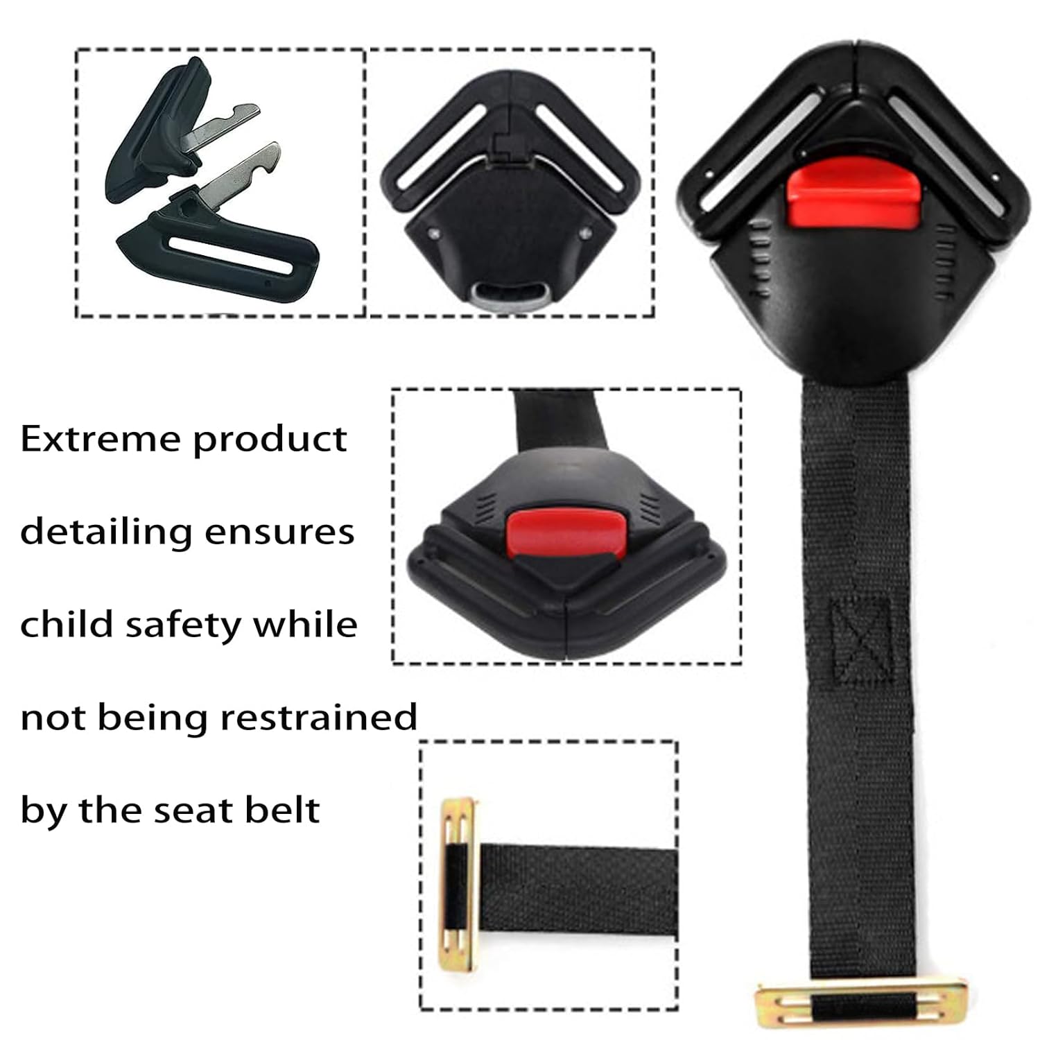 Universal Child Car Seat Safety Lock Replacement for 5-Point Harness - Black - Buggy & Baby Seat Compatible - 1 Pack - Image 2