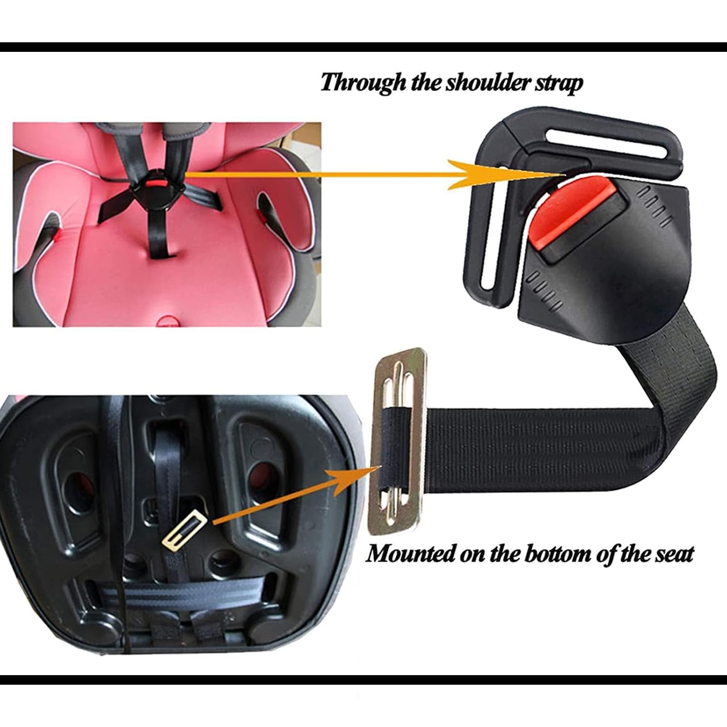 Universal Child Car Seat Safety Lock Replacement for 5-Point Harness - Black - Buggy & Baby Seat Compatible - 1 Pack - Image 3