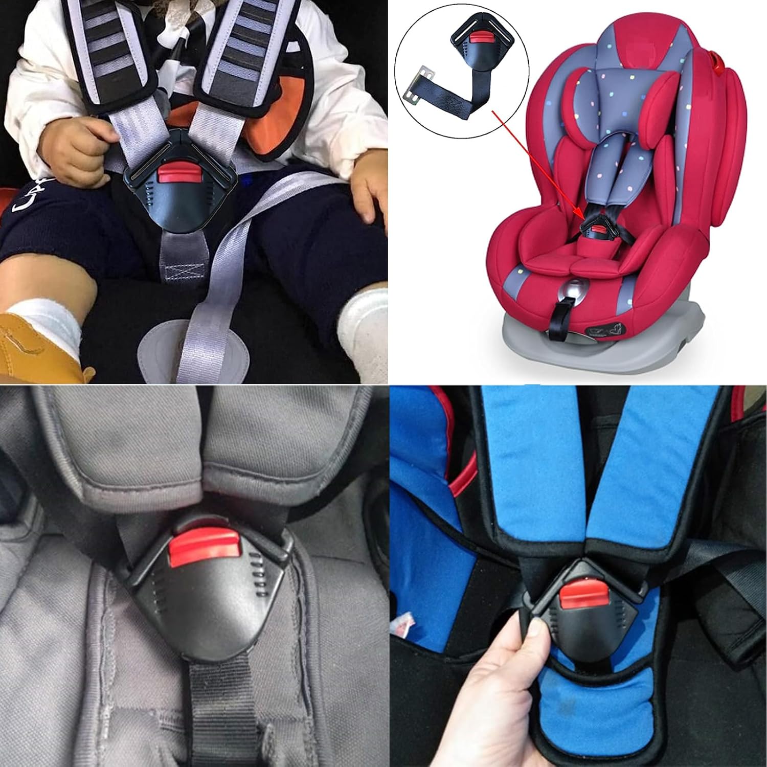 Universal Child Car Seat Safety Lock Replacement for 5-Point Harness - Black - Buggy & Baby Seat Compatible - 1 Pack - Image 4