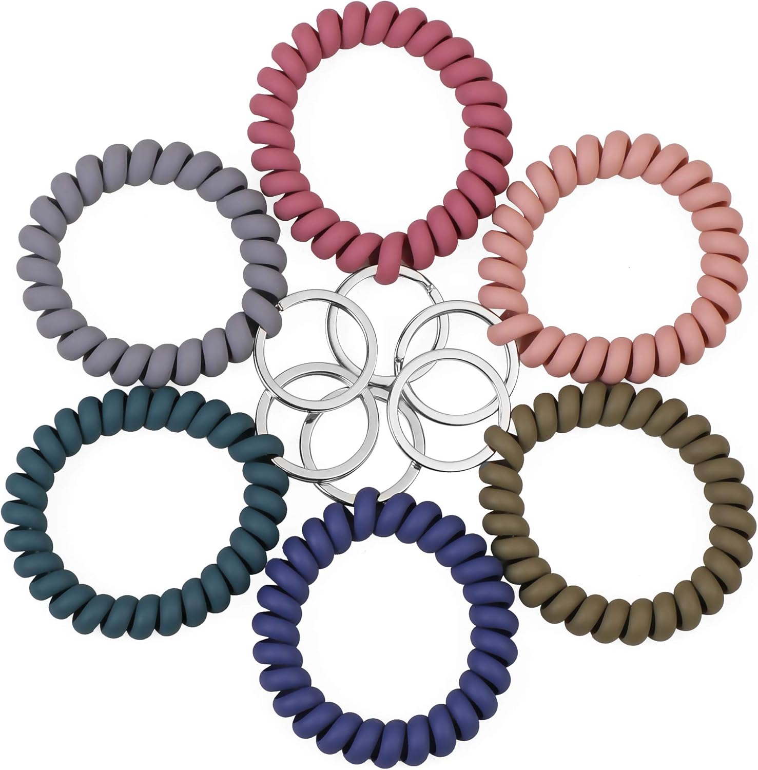 6 Pack Spiral Wristbands Adjustable Waterproof for Sports - Image 2