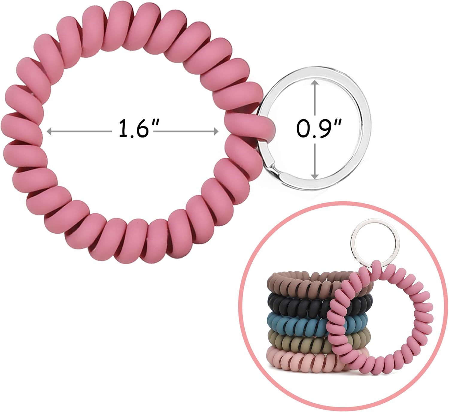 6 Pack Spiral Wristbands Adjustable Waterproof for Sports - Image 3