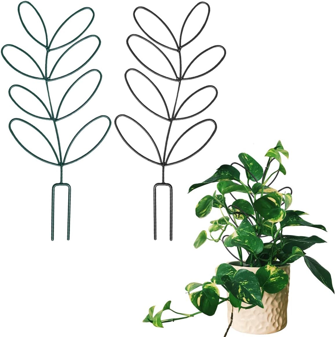 Plant Support Metal Leaf Shaped Plant Climbing Trellis 32x13 cm 2 Pack for Potted Plants - Image 1