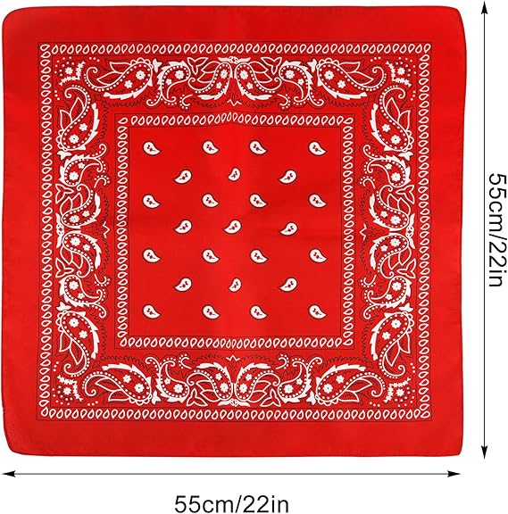 10 Pack Red Paisley Bandanas 55x55cm Polyester Headband Scarf Tie Accessories - Image 2