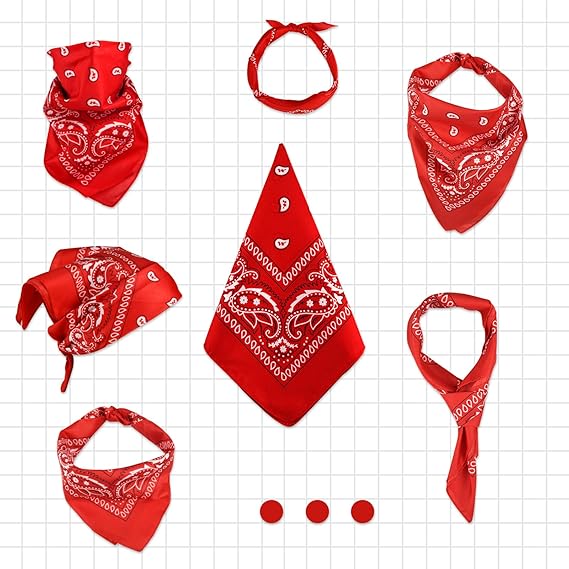 10 Pack Red Paisley Bandanas 55x55cm Polyester Headband Scarf Tie Accessories - Image 4