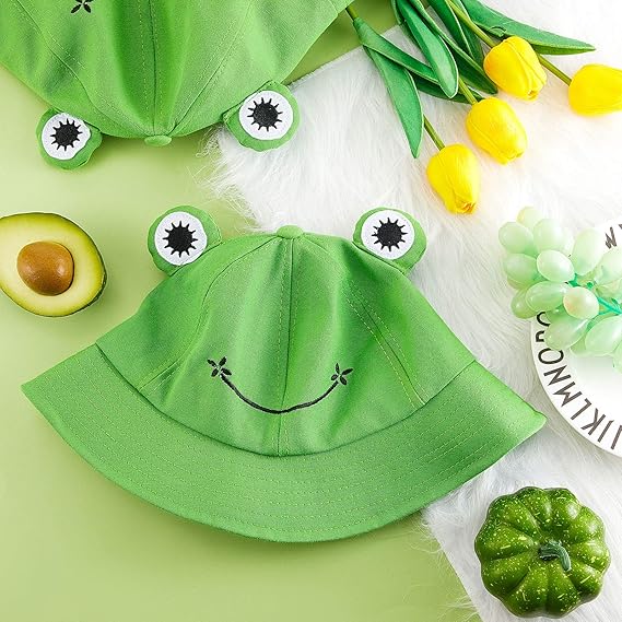 2 Pcs Kids Adults Cotton Sun Hat 55-58cm Green Fisherman Style - Image 2