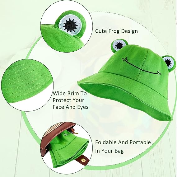 2 Pcs Kids Adults Cotton Sun Hat 55-58cm Green Fisherman Style - Image 4
