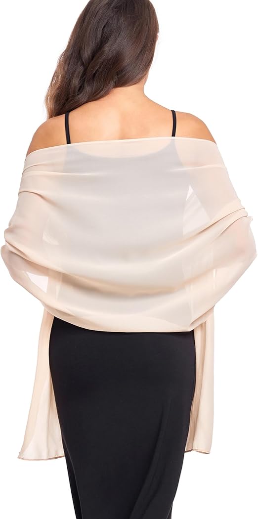 Women's Beige Chiffon Scarf 175x70cm - Ultra Soft Lightweight for Travel & Shoulder - Compact Design - Image 3