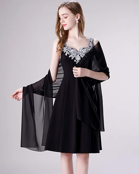 Women's Chiffon Scarf 175x70cm Black Beige Soft Lightweight Shoulder Wrap for Travel - Image 4